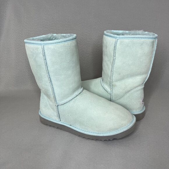 Womens UGG Boots Sz 7 Baby Blue Vintage Classic Short Suede Festival Rare - Picture 14 of 16